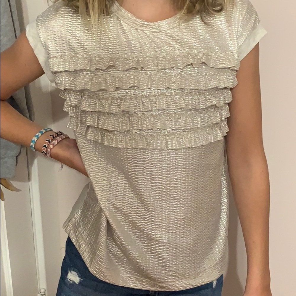 Crewcuts gold ruffle shirt